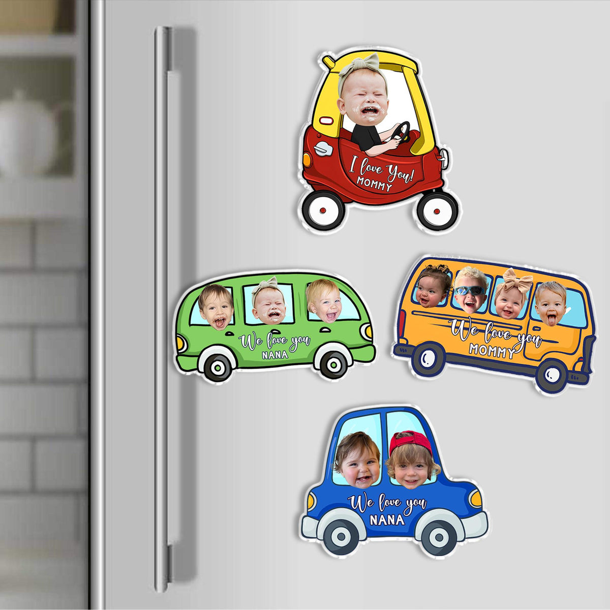 Personalized Mothers Day Gift For Grandma, Custom Kids Face Car Magnet Gift For Grandma, Gift For Mom, Funny Kids Photo Drive Car Magnet