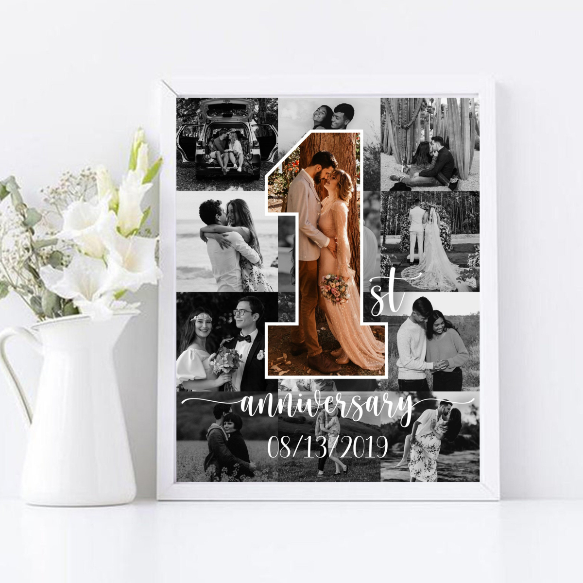 Custom Anniversary Gifts For Wife Husband, Number One Collage, One Year Anniversary Gifts