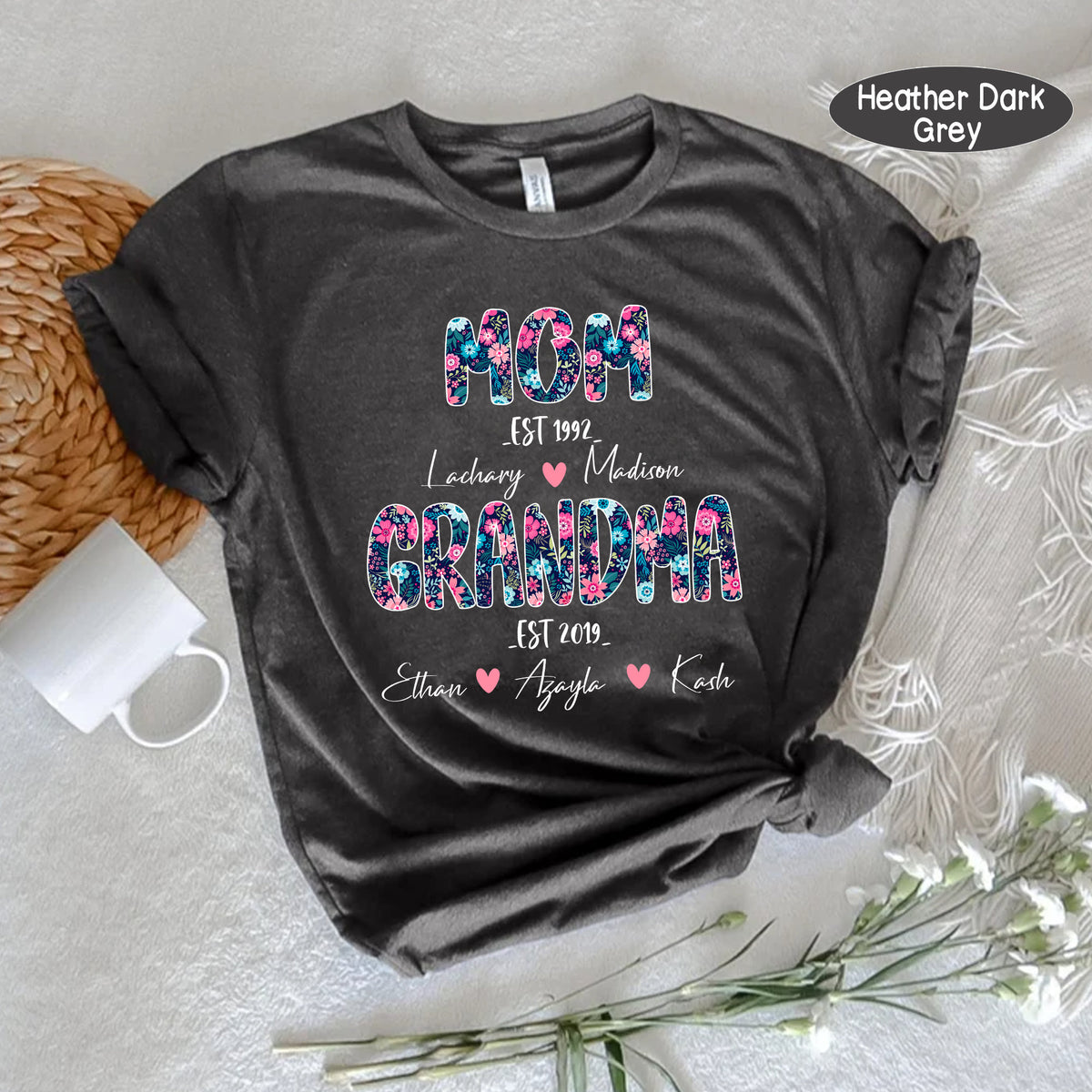 First Mom Now Grandma Shirt, Personalized First Mom Now Grandma With Kids And Grandkids Names, Gift for Women, Mother's Day Shirt