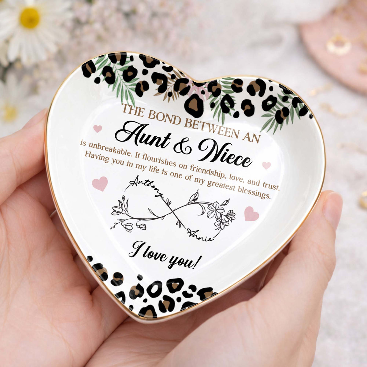 Aunt And Niece Forever Bond, Personalized Custom Jewelry Dish, Gift For Aunt, Mother's Day Gift