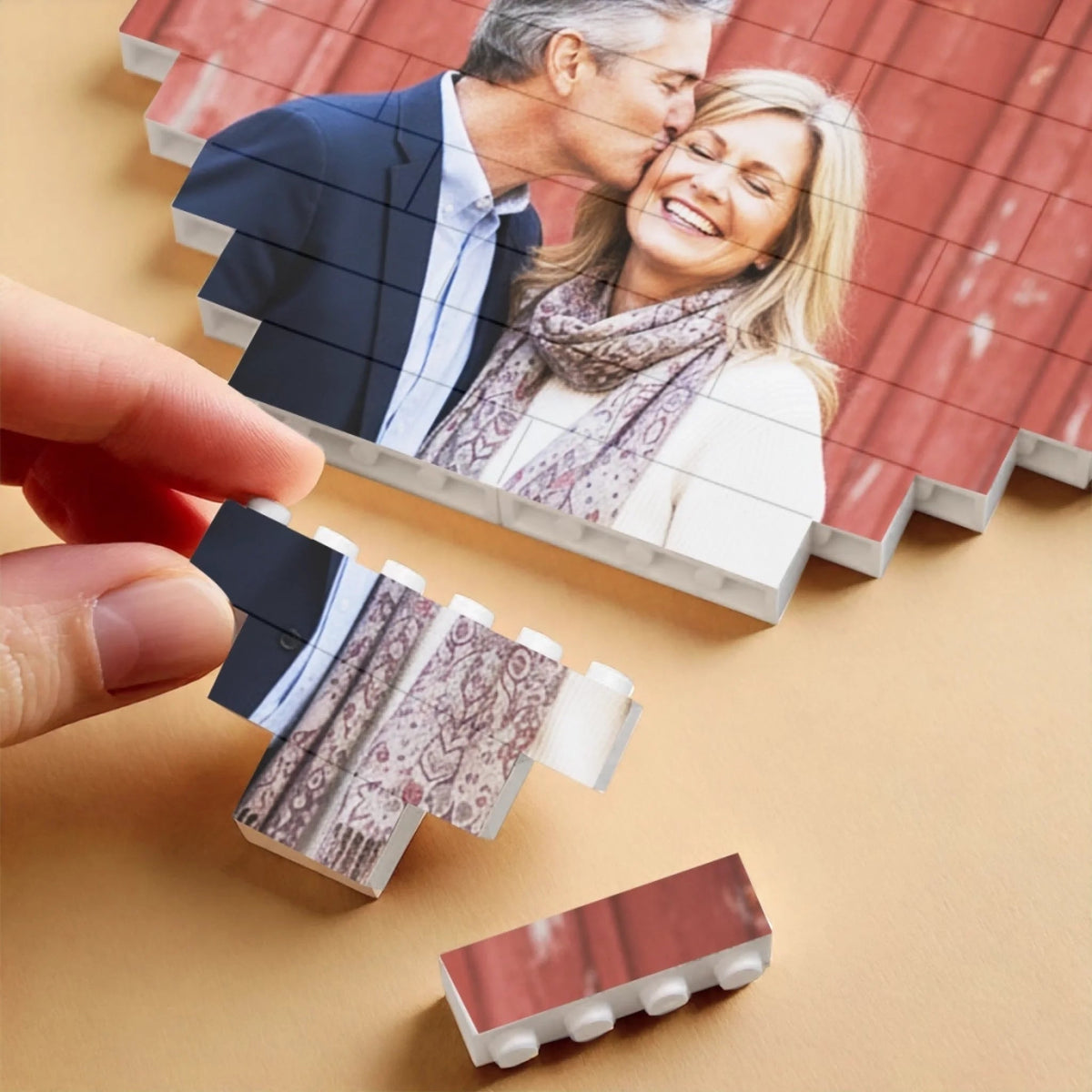 We Choose Each Other Custom Heart Shape Photo - Personalized Building Block Puzzle - Anniversary Gift, Valentine's Day Gift For Couple