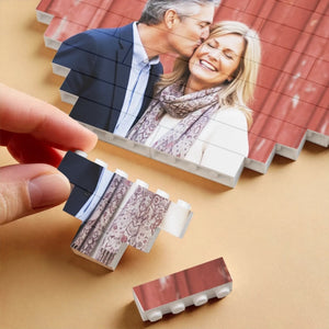 We Choose Each Other Custom Heart Shape Photo - Personalized Building Block Puzzle - Anniversary Gift, Valentine's Day Gift For Couple