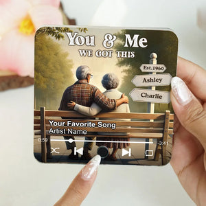 Old Couple Sitting On The Bench Personalized Music Fridge Magnet, Heartfelt Gift For Couple, Valentine's Day Gift