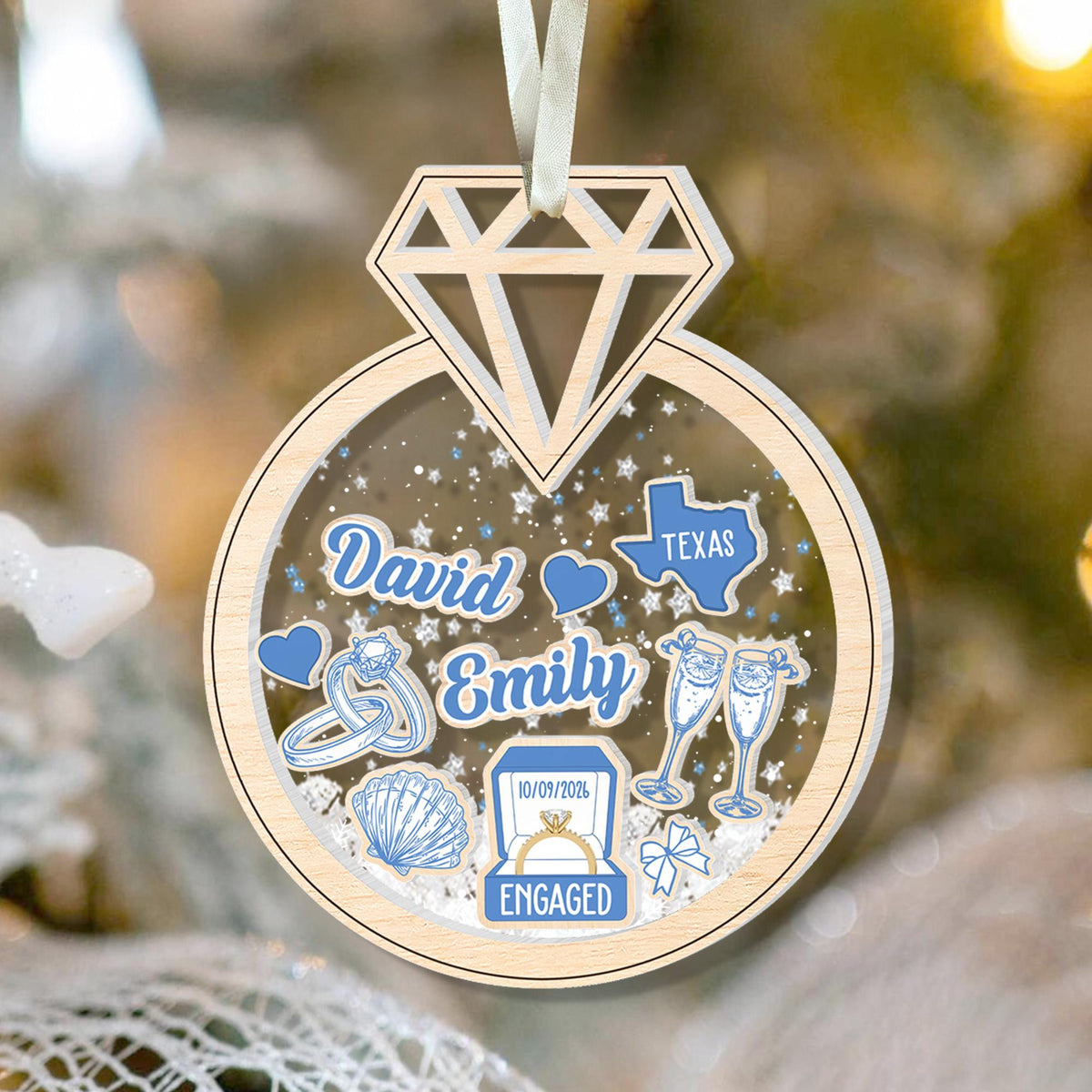 Personalized Engagement Gift, Custom Engaged Ornament, Custom Mr Mrs Wedding Ornament, Wedding Keepsake Gift, Christmas Gift For Couples