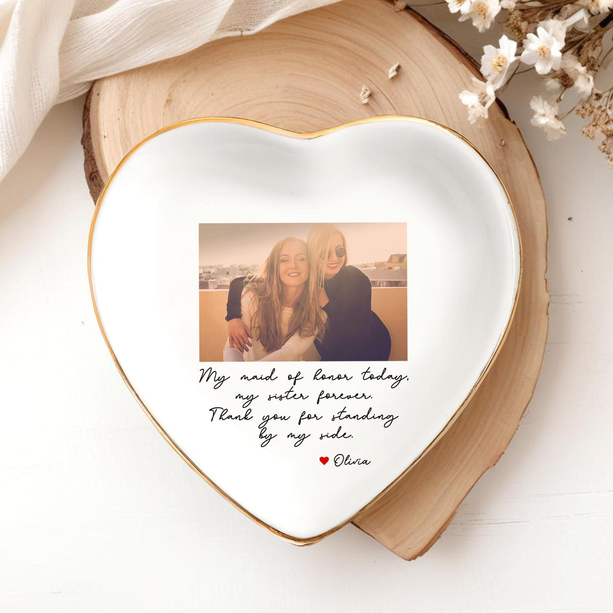 Personalized Maid of Honor Gift for Sister, Maid of Honor Ring Dish from Bride, Sister Wedding Gifts