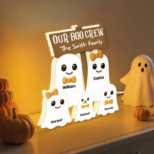 Halloween Boo Family With Kids - Personalized Acrylic Light Box - Gift For Family, Halloween Decoration