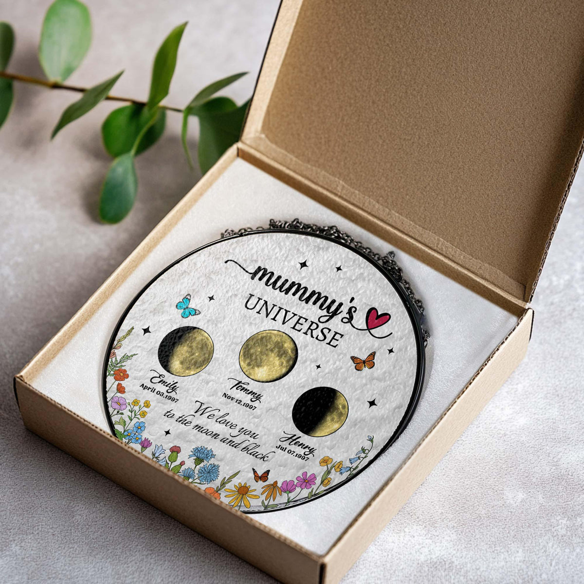 Mommy's Universe - Personalized Stained Glass Suncatcher - Gift For Mom, Mother's Day, Birthday Gift