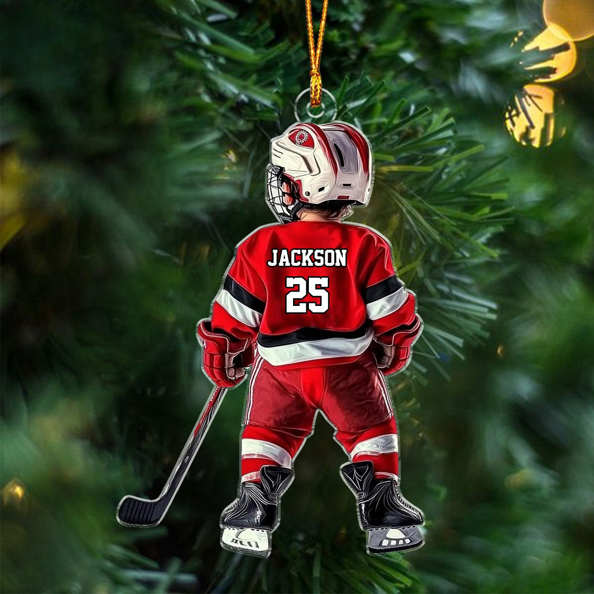 Little Hockey Player - Personalized Acrylic Ornament - Christmas Gift For Hockey Player, Gift For Kid