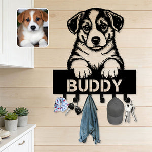 Custom Name Pet Portrait - Metal Key Holder/Hanger