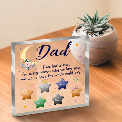 If We Had A Star Personalized Acrylic Block, Dad Grandpa Gifts, Custom Grandkids Name Acrylic Sign For Grandpa, Father's Day Gifts For Grandpa