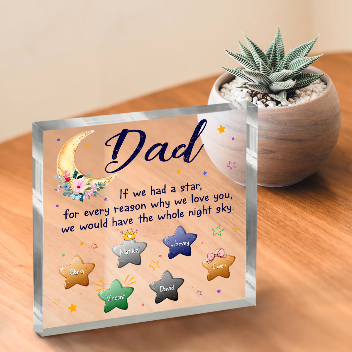 If We Had A Star Personalized Acrylic Block, Dad Grandpa Gifts, Custom Grandkids Name Acrylic Sign For Grandpa, Father's Day Gifts For Grandpa