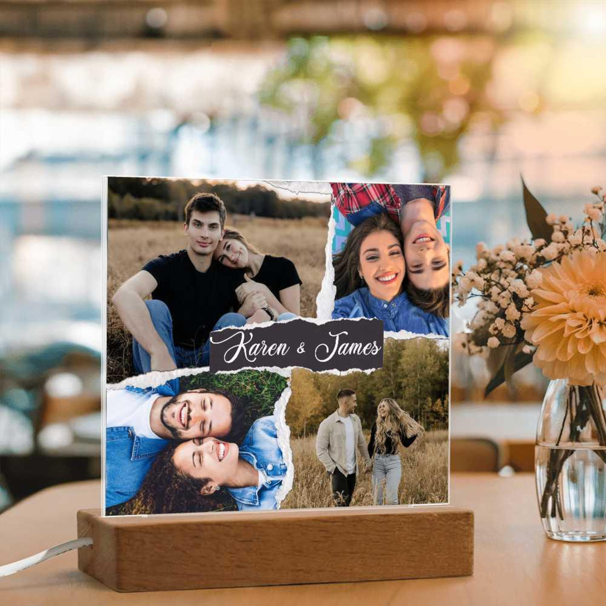 Personalize Collage LED Sign, Personalized Couples Gift, Custom Photo Collage LED Light, Valentine, Engagement, Gift for Her, Gift for Him