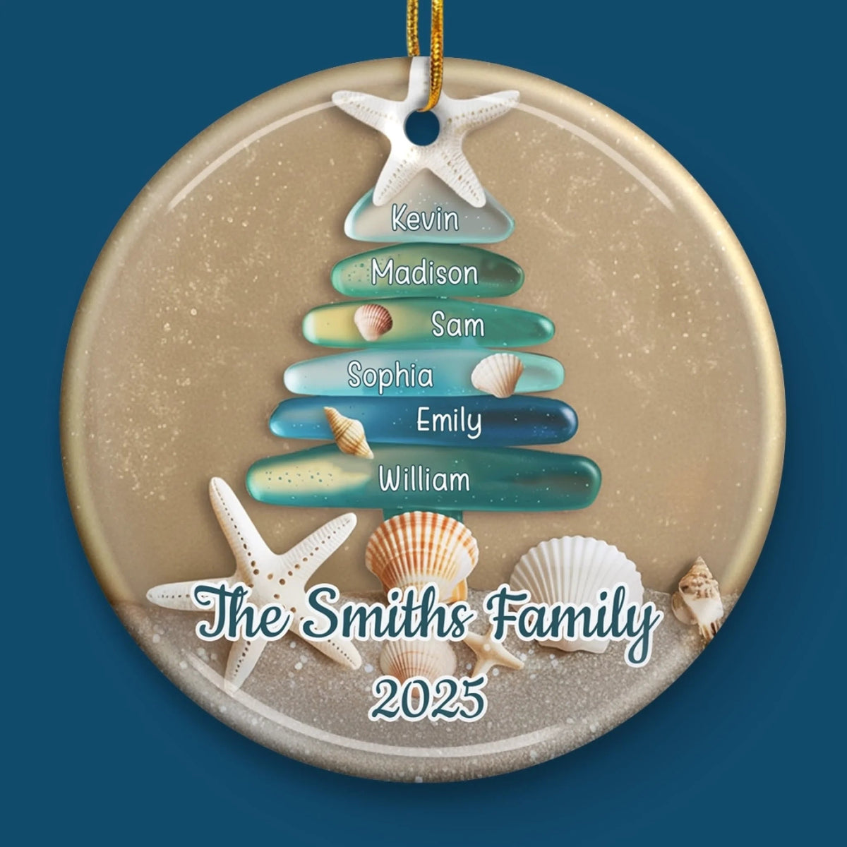 Sea Glass Family Tree - Personalized Ornament - Christmas Gift For Family