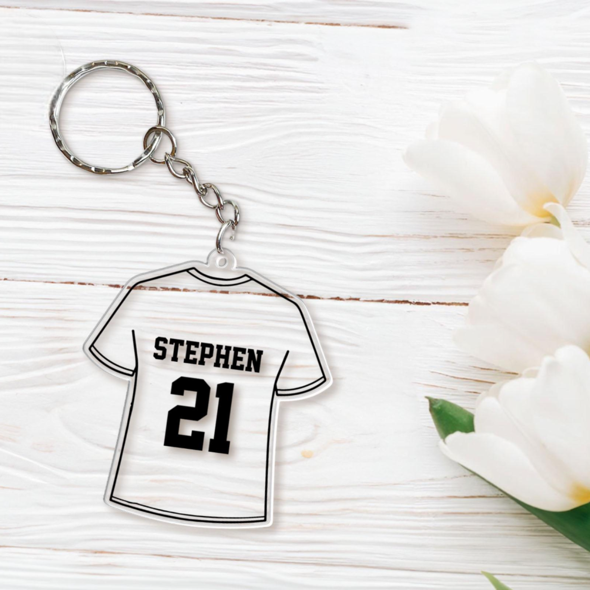 Personalized Soccer Keychain For Dad, Custom Kids Name Soccer Acrylic Keychain, Father's Day Gifts, Keychain Gift for Dad, Boyfriend Gift