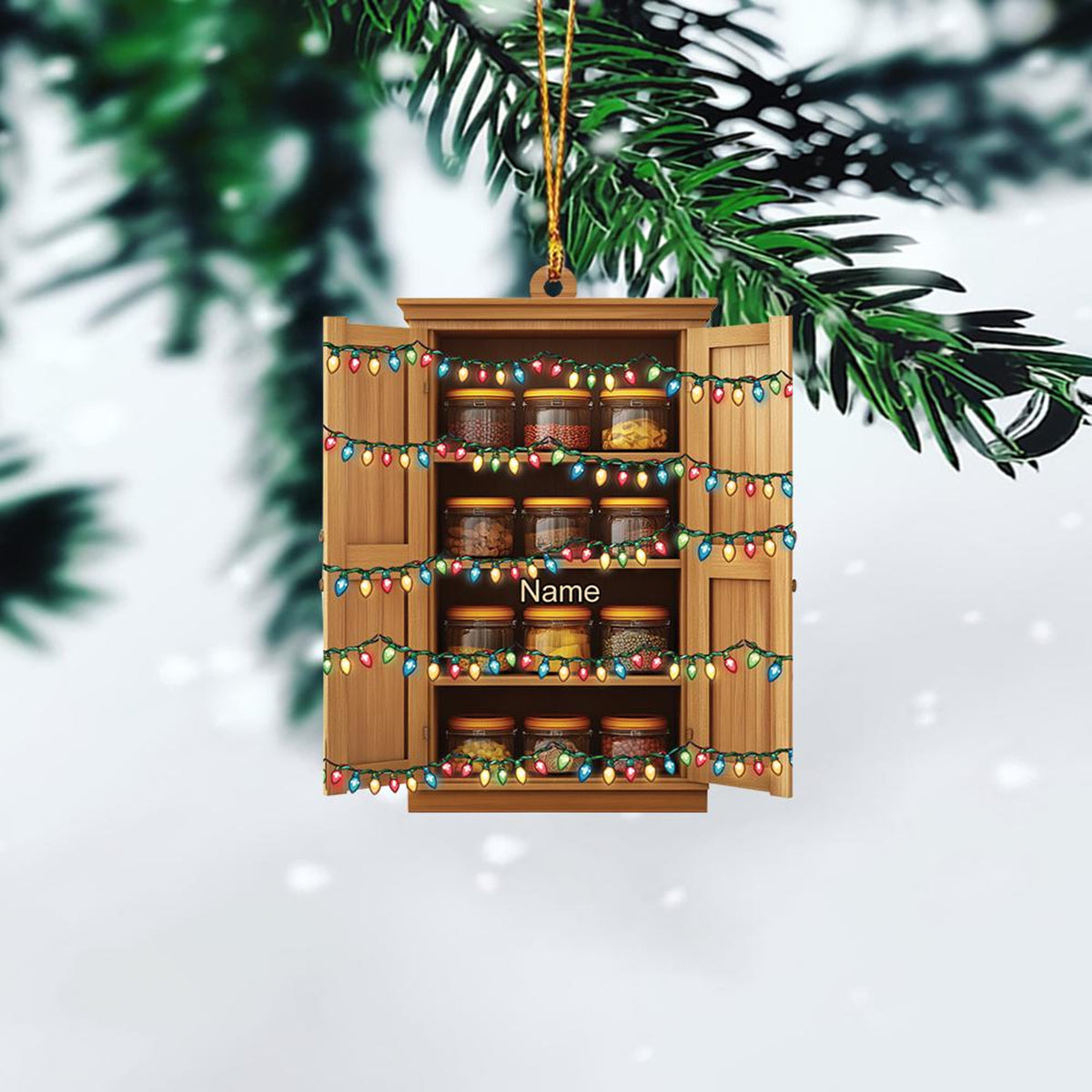 Personalized Pantry Cabinet Ornament, Pantry Storage Christmas Ornament, Canning Jar Ornament, Kitchen Holiday Ornament Decor