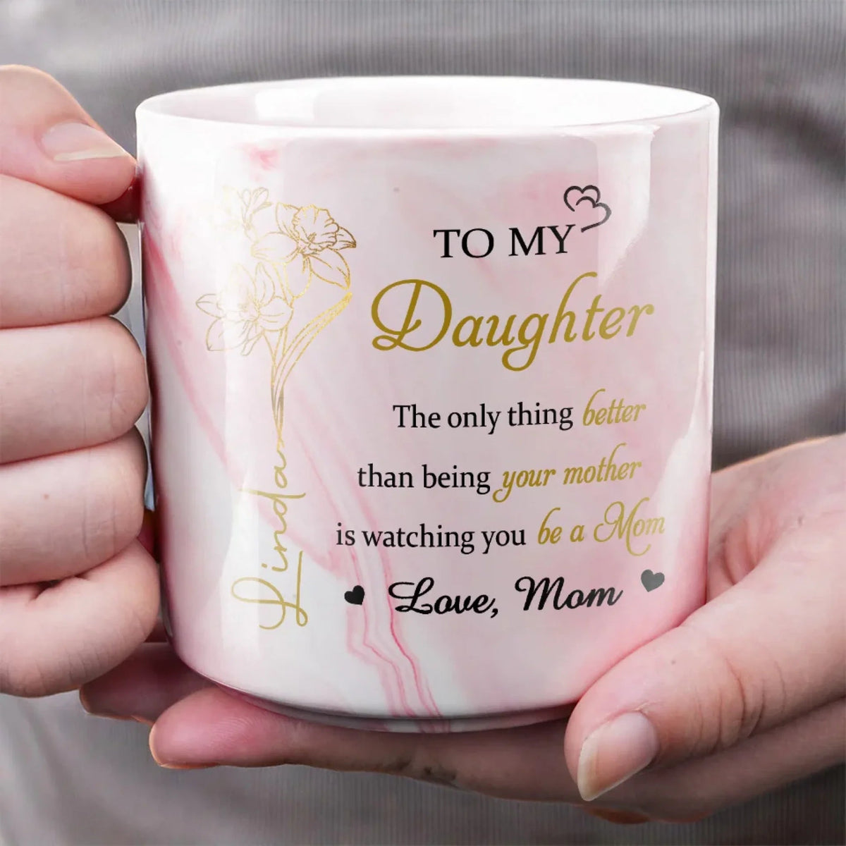 To My Daughter Watching You Being A Mom - Personalized Marble Mug - Gift For Daughter On Mother's Day
