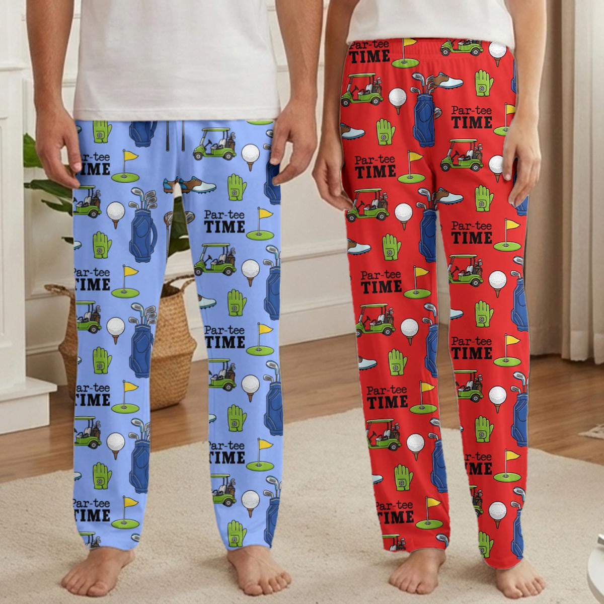Par-tee Time Golf Pajama Pants, Funny Golf Lover Gift, Personalized Men's Golf Lounge Pants, Golfer Retirement Gift, Golfing Theme Sleepwear