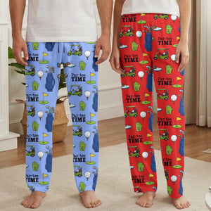 Par-tee Time Golf Pajama Pants, Funny Golf Lover Gift, Personalized Men's Golf Lounge Pants, Golfer Retirement Gift, Golfing Theme Sleepwear