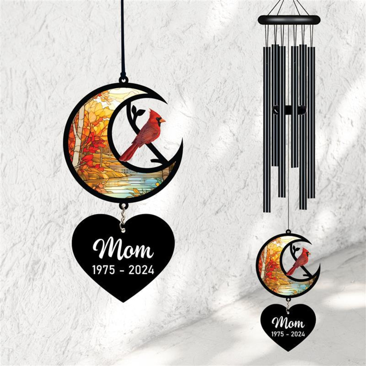 Personalized Memorial Wind Chime, Red Bird Wind Chime, Cardinal Bird Suncatcher Wind Chime, In Loving Memory, Family Gift, Love Family