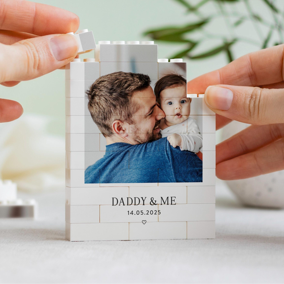 Daddy And Me Photo Keepsake, Personalised Fathers Day Gift, Dad And Baby Keepsake Block, New Dad Birthday Present, Gift For Daddy From Kids