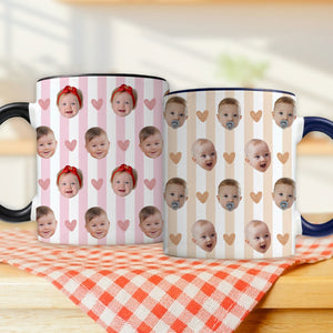 Baby Face Striped Cup - Funny Gift Keepsake Mug For Family