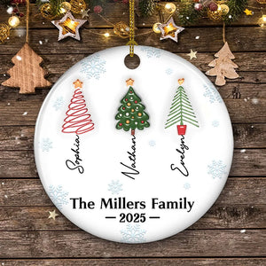 3D Effect Printed Family Christmas Tree Names - Personalized Ornament - Christmas Gift For Family