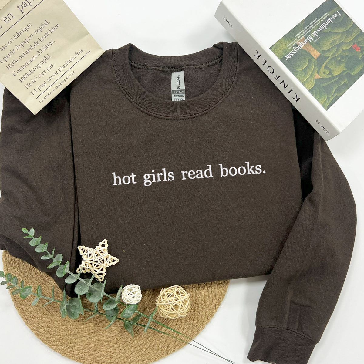 Embroidered Hot Girls Read Books Sweatshirt, Reading Lover Crewneck, Bookish Shirt, Book Lover Gift, Gift for Her, Personalized Gift