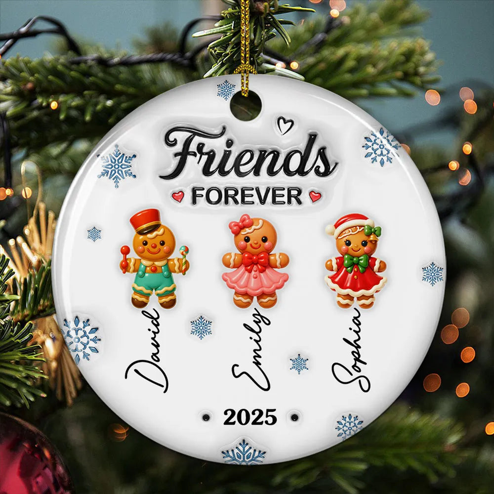 Gingerbread Friends - Personalized Custom 3D Inflated Effect Ornament - Christmas Gift For Friends, Sisters, Siblings