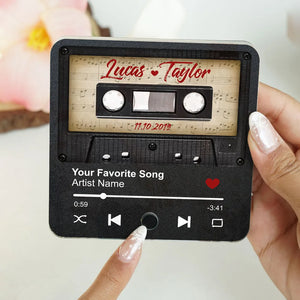 Retro Black Cassette Tape - Personalized Music Fridge Magnet - Anniversary Gift For Him, For Her, For The Couple