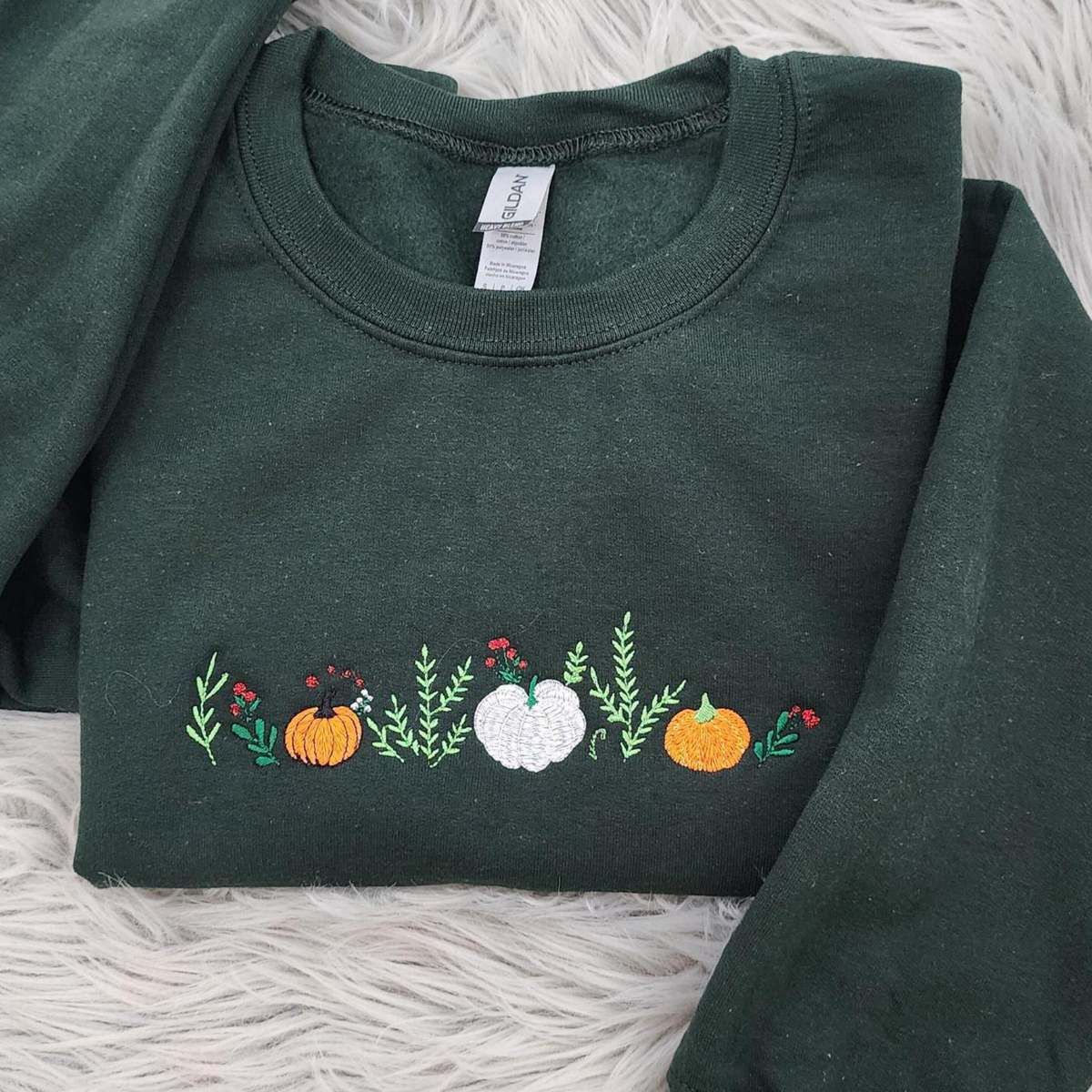 Enchanted Fall Pumpkins Embroidered Crewneck - Pumpkin Patch Crewneck - Autumn Style- Pumpkin Forest