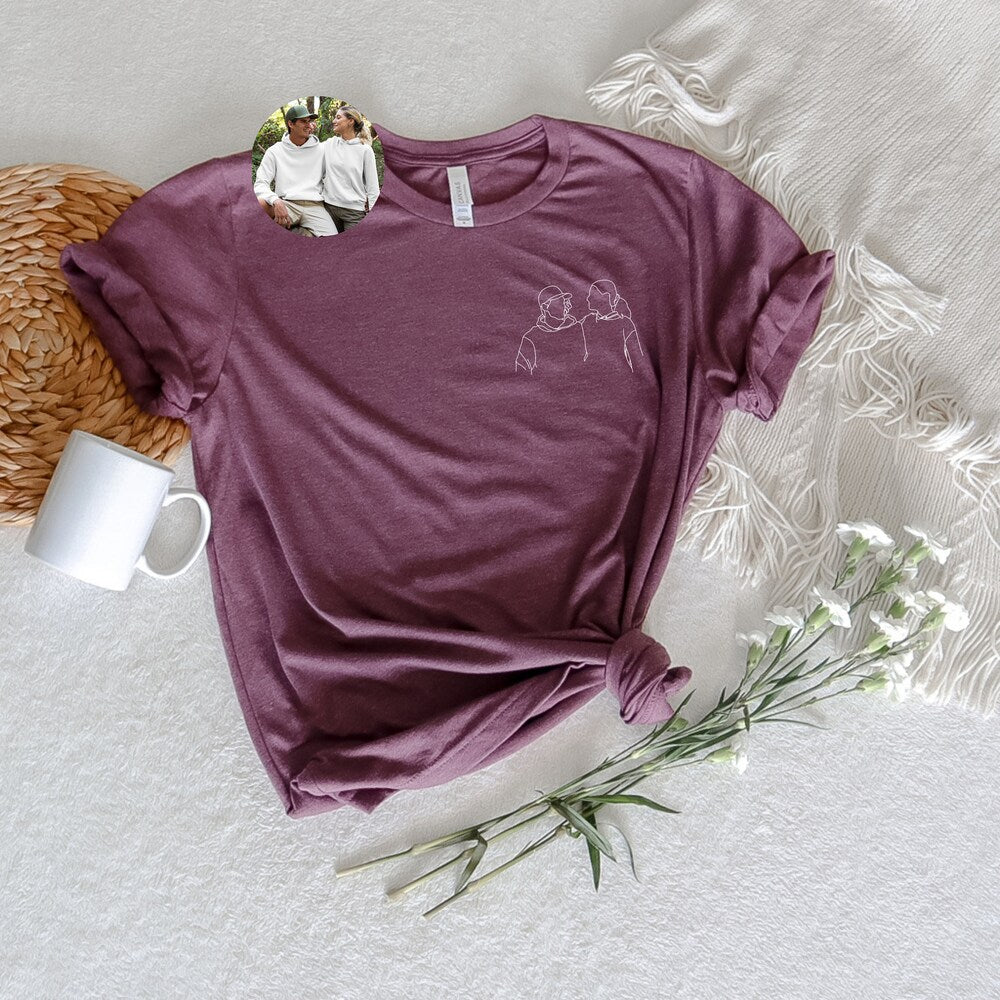 Portrait From Photo T-shirt, Line art photo Shirt, Custom portrait From Photo Tee, Couple Matching ,Valentines Day Gift Shirt, Mr and Mrs