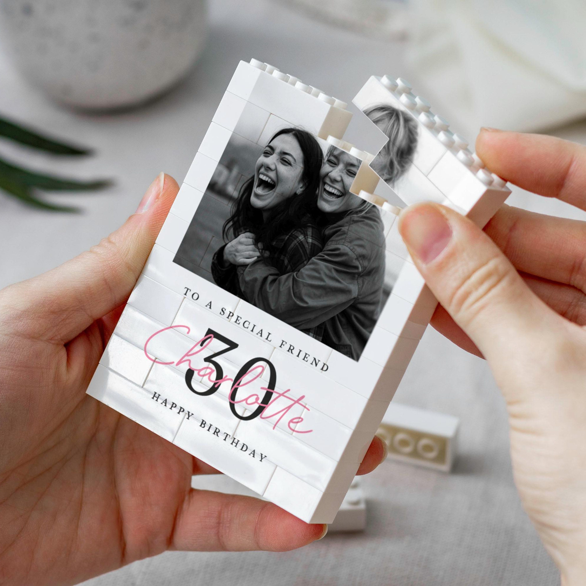 Personalised 30th Birthday Gift For Her, Best Friend Photo Keepsake, Custom Building Block, Milestone Birthday Present