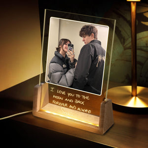 Personalized Photo Actual Handwriting Night Light, Valentine Gift for Her, Birthday Gifts, Couple Memorial Lamp, Handwriting Message for Him