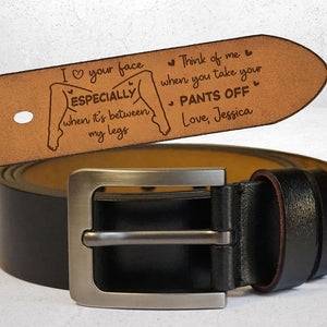 I Love Your Face - Personalized Engraved Leather Belt - Valentine's Day Gift For Husband, Boyfriend