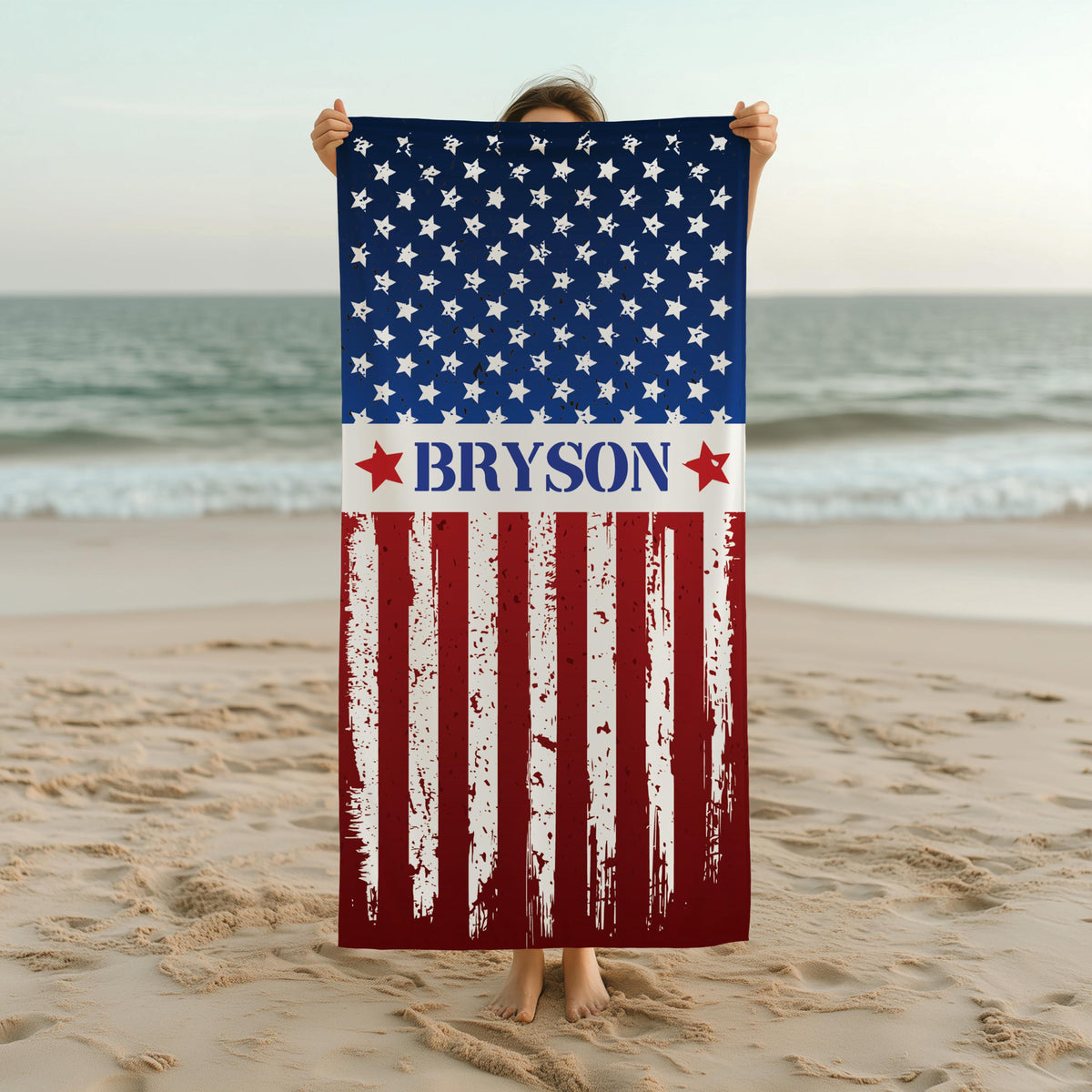 Custom USA Independence Day Gift, Personalized USA Flag Towel, American Beach Towel, 4th of July Gift, USA Memorial Day Towel, Summer Gift