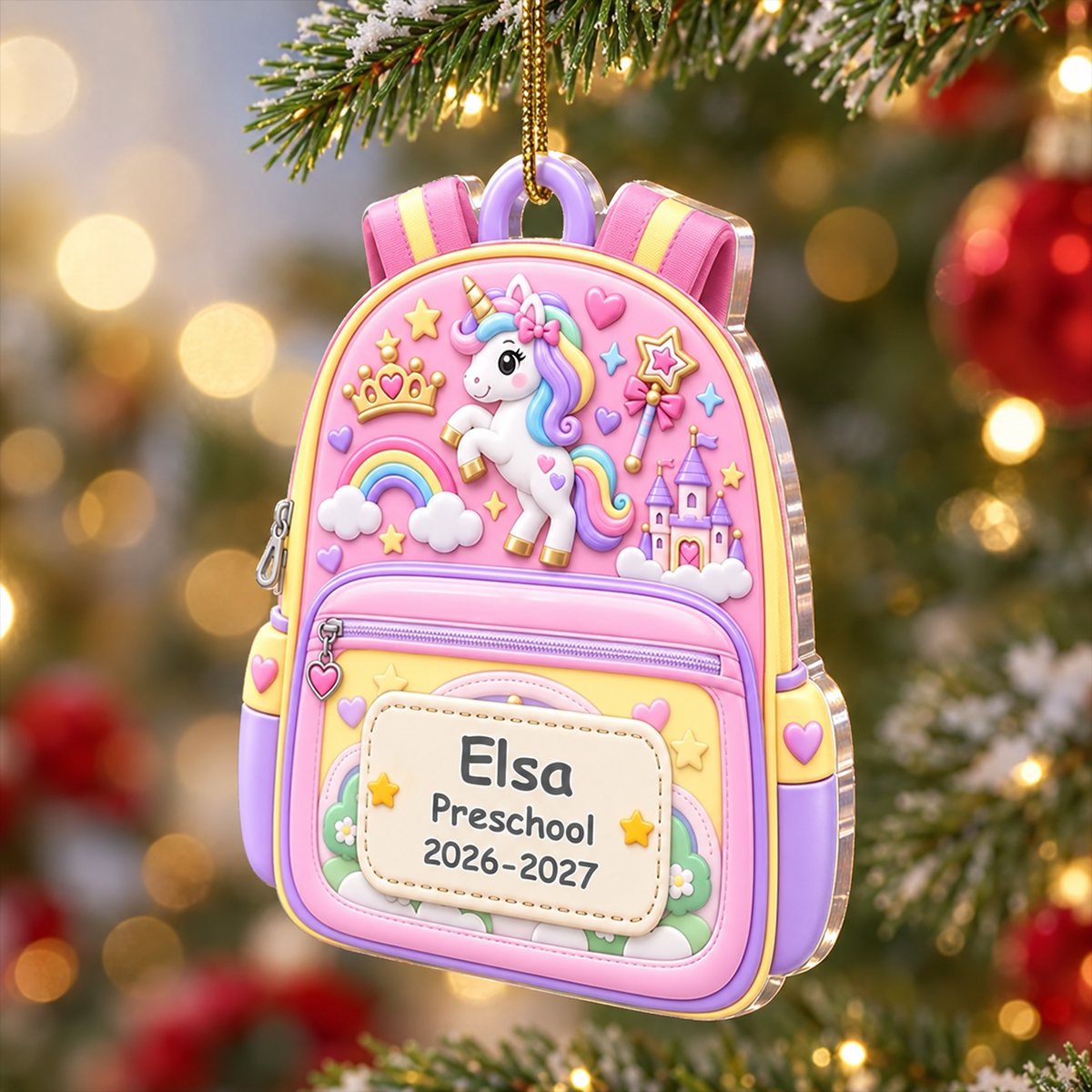 Kids Backpack First Day Of School - Personalized Custom Shaped Acrylic Ornament