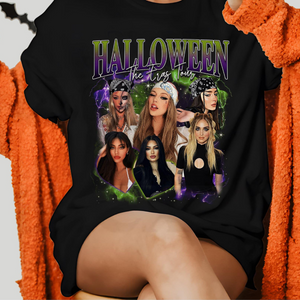 Custom Photo Halloween Bootleg T-shirt, Personalized Picture Sarcastic Tee for Spooky Season Party, Funny Gift for Girlfriend