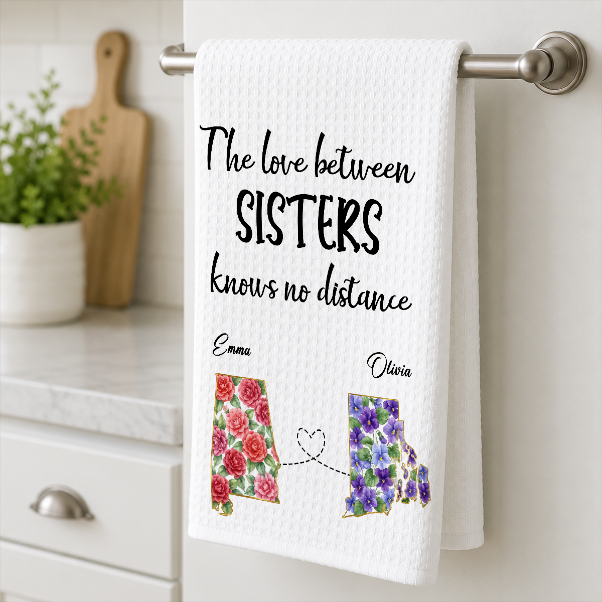 The Love Between Family - Personalized Kitchen Towel, Gift For Sisters