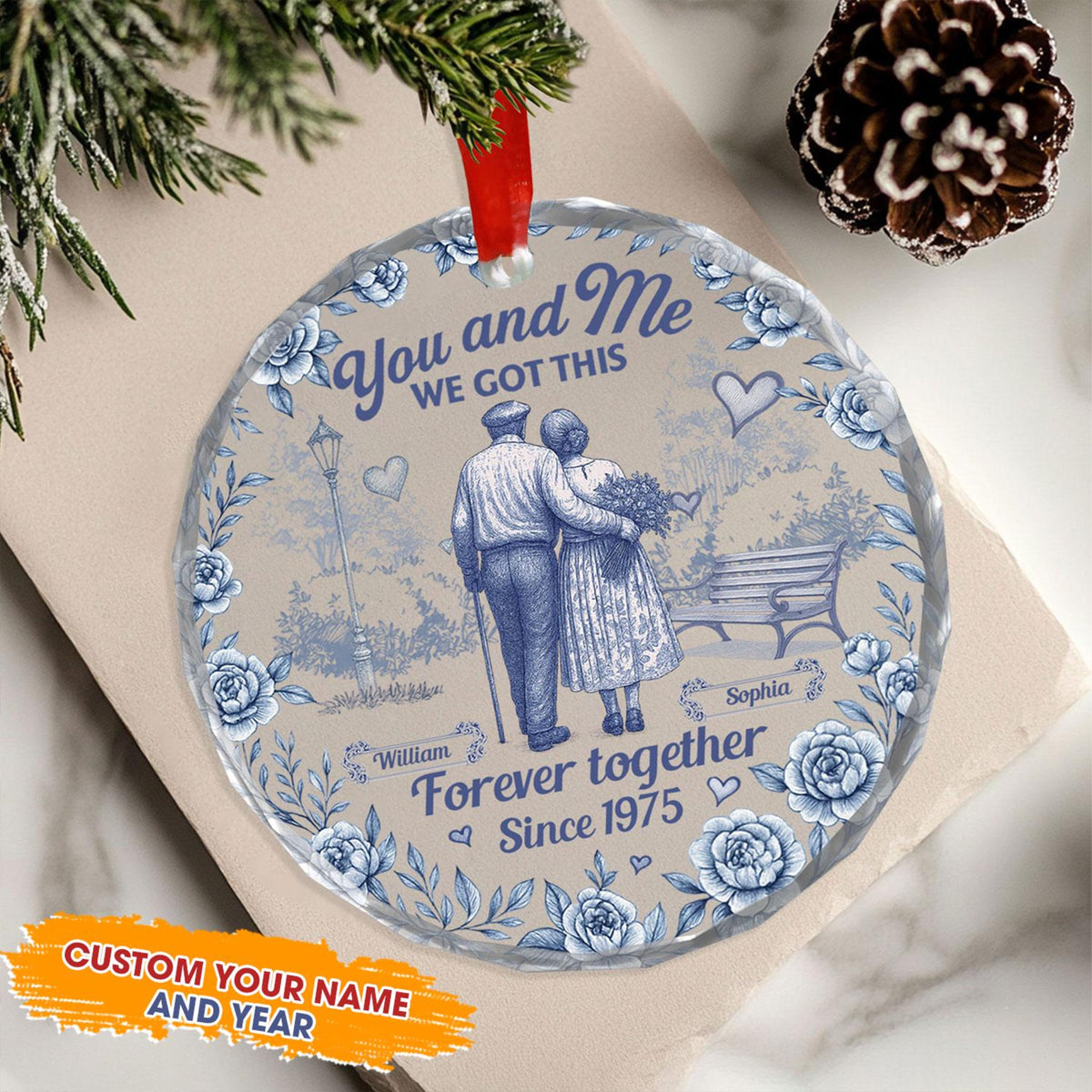You and Me, We Got This - Personalized Crystal Ornament - Anniversary Keepsake, Christmas Gift For Couple