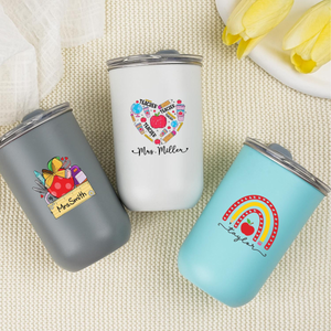 Personalised Teacher Tumbler with Name, Custom Wine Cup, Insulated Travel Mug, Iced Coffee Cup, Thank You Gift, Teacher Appreciation Gift