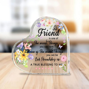 Friendship Heart Acrylic Plaque Floral Thank You Gift for Best Friend Sentimental Keepsake for Her True Blessing Quote Sign Acrylic Decor