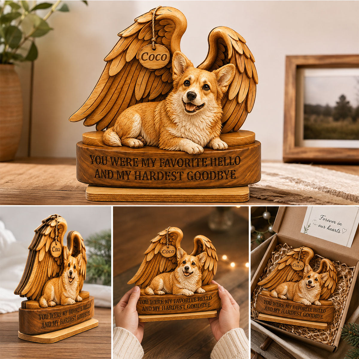 My Favorite Hello and Hardest Goodbye Pet Memorial - Personalized 2-Layered Wooden Plaque