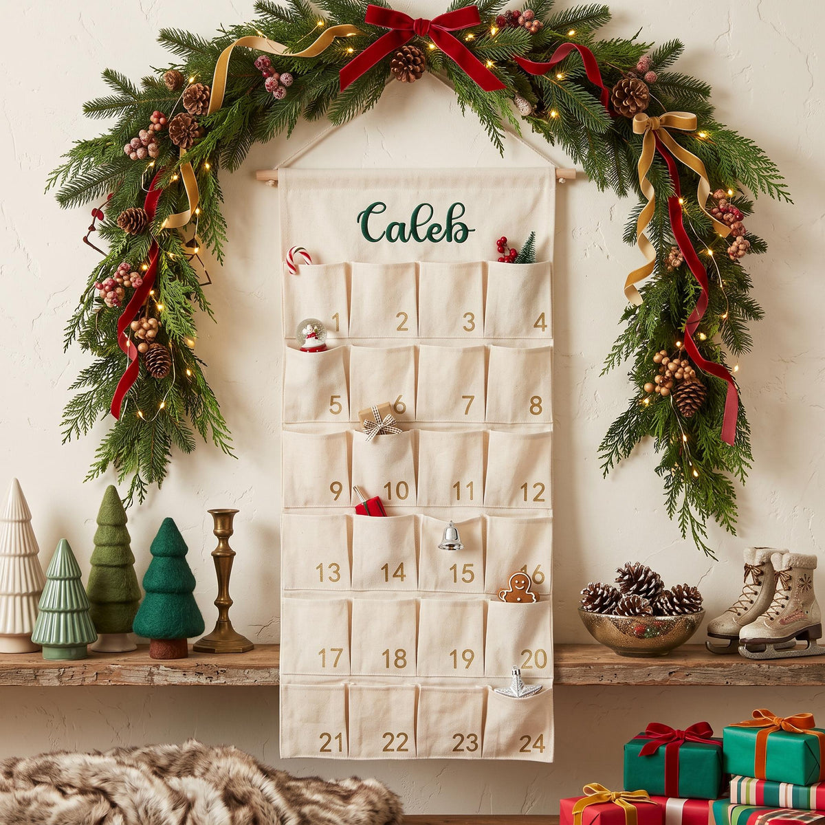 Personalized Fabric Advent Calendar, 24 Pocket Holiday Wall Decor (38"x20") 4a0d6564-ba1d-4568-a416-728a968368c3-il_fullxfull.8538635394_fgl6.jpg