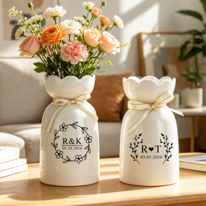 Custom Engagement Gifts Flower Vase,Ceramic Flower Vase for Wedding,Wedding Vase Gift,Wedding Anniversary Gift for Couple,Gift for Newlyweds