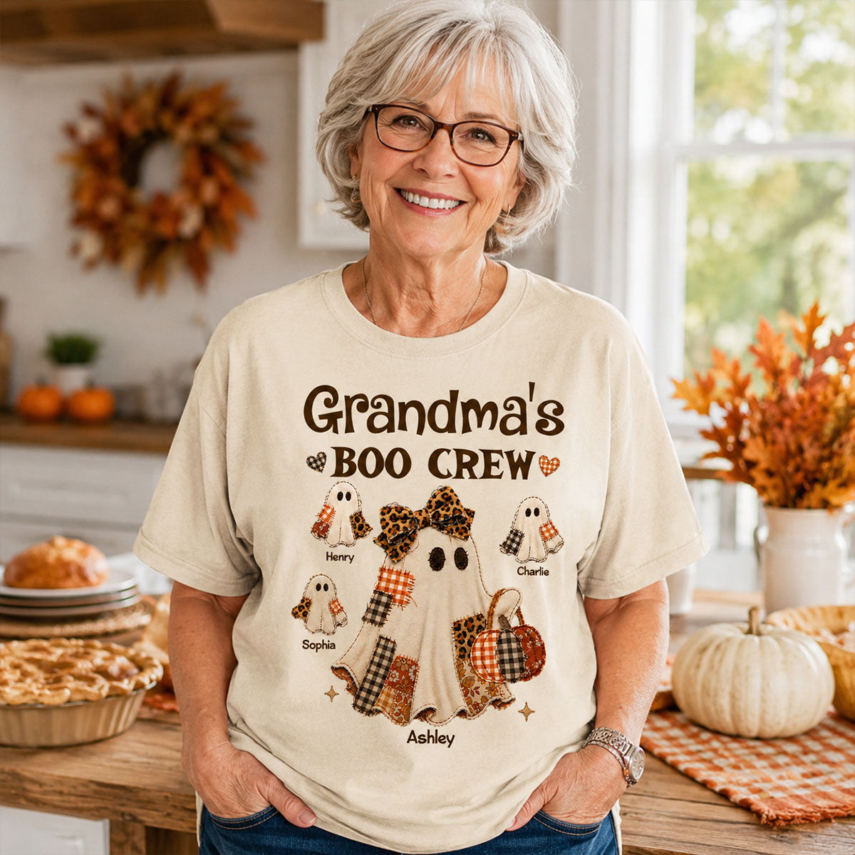 Grandma Fall Season Halloween Faux Patchwork Pattern Coquette - Personalized Shirt - Halloween Gift For Grandma 4a50eb53-4607-43f7-a5ee-2376bbaa5afc-5.jpg