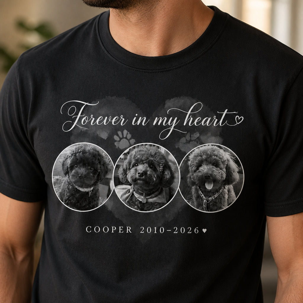 Forever In My Heart Pet Memorial Photo Tee (3 Photos) - Personalized T-shirt 4a5e593b-fba3-4948-ba36-0450a078d030.jpg