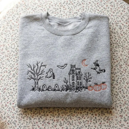 Embroidered Haunted Manor Sweatshirt, Vintage Halloween Crewneck, Gothic Autumn Pullover 4a6bcfc9-6375-4ac3-aae7-8e7e4fdd9ac6-dfdffdgf-1-.webp