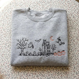Embroidered Haunted Manor Sweatshirt, Vintage Halloween Crewneck, Gothic Autumn Pullover 4a6bcfc9-6375-4ac3-aae7-8e7e4fdd9ac6-dfdffdgf-1-.webp
