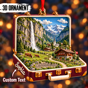 Personalized 3D Lauterbrunnen Valley Suitcase Christmas Ornament – Switzerland Travel Souvenir & Gift for Swiss Alps Lovers 4a86f214-9753-4f36-ace8-8070b80daa3f-Lauterbrunnen-valley-in-a-sculpted-suitcase.png