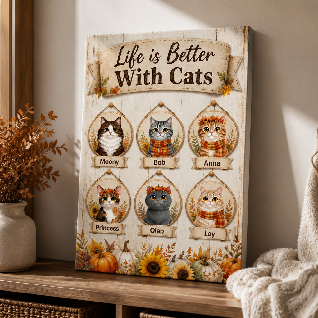 Life Is Better With Cats — Personalized Cat Portrait Canvas (Upload Photos) - Personalized Canvas 4abf0a11-b8b3-48c7-a807-e4c27489547a.jpg